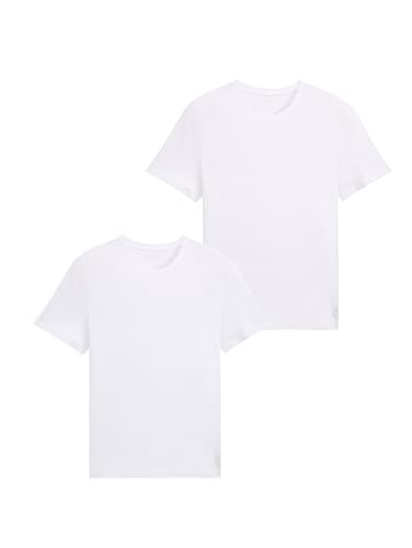 TOM TAILOR Herren Doppelpack Basic T-Shirt in Weiß für nur 9,04€ bei Amazon