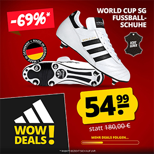Adidas World Cup SG Leder Fußballschuhe (36-48 2/3) für nur 59,94€ (statt 77€)
