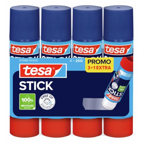tesa STICK Klebestift - Bastelkleber für Papier und Pappe - 4 x 20 g tesa STICK Klebestift