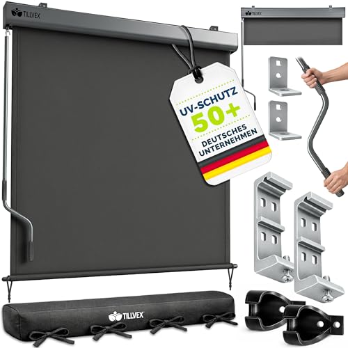 Senkrechtmarkise tillvex 140x250cm mit Regencover für 77,94€ bei Amazon