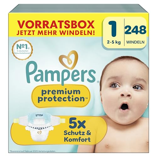 248er-Pack Pampers Premium Protection Windeln (Größe 1) ab nur 27,56€ (statt 56€)