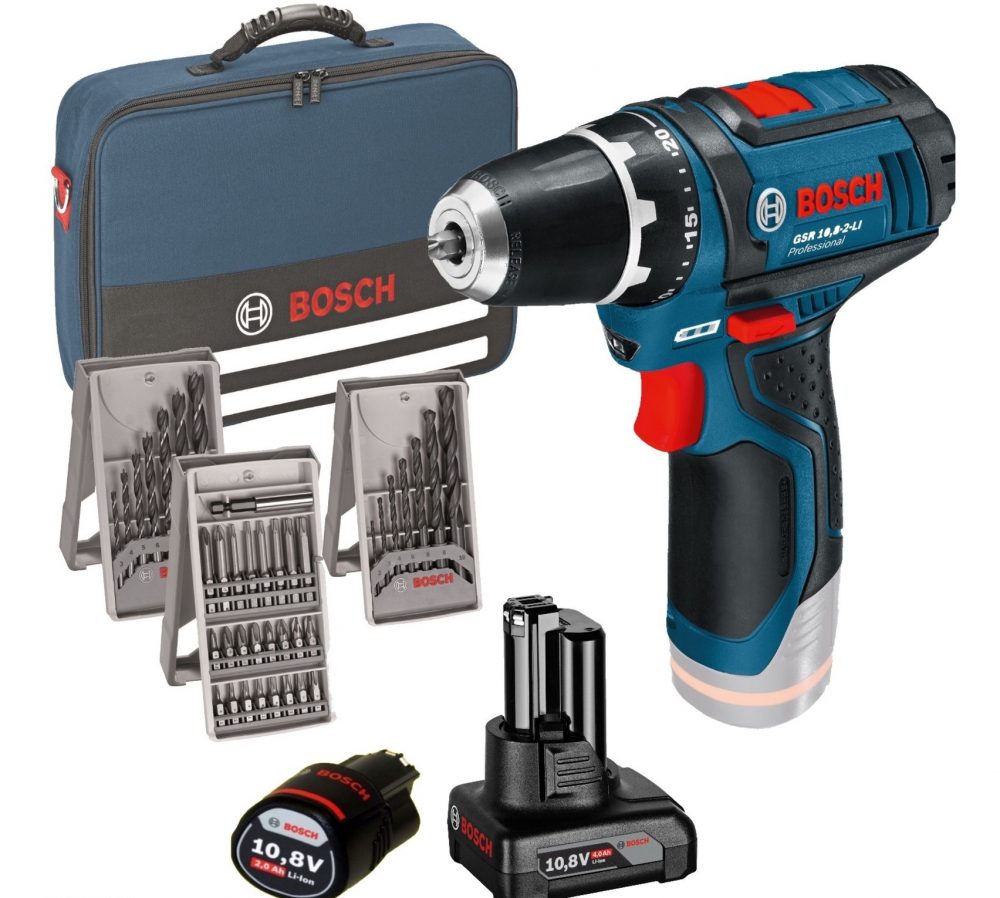 Bosch Akkuschrauber GSR 10,8 + 2 Akkus + Tasche + Zubehör für nur 77,34€
