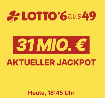 Heute 31 Mio Lotto Jackpot! Heute 3 Felder Lotto 6 aus 49 für 1€ statt 4,70€ spielen (für Lotto24 Neukunden)