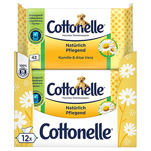 12x 42er-Pack Cottonelle Feuchtes Toilettenpapier Kamille & Aloe Vera ab nur 12,85€ (statt 18,60€)