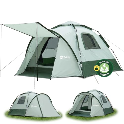 Sekey Pop Up Zelt für 4 Personen wasserdicht mit Vorzelt für 69,99€ bei Amazon