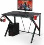 ENSTVER Ergonomischer Gaming Tisch mit Kopfhörerhaken, Kabelmanagement und Getränkehalter für 65,99€