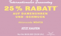 Nur noch heute: 25% Rabatt auf Damenuhren und Damenschmuck im Fossil Onlineshop!