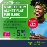 Telekom Allnet-Flat mit 6GB LTE (inkl. VoLTE + WLAN Call) für 5,99€ mtl.