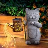 Hinshark Katze Garten Deko mit Solar Laterne für 12,74€