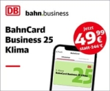 Nur im Juli: BahnCard Business 25 Klima: 1. Klasse nur 49,99€ (statt 144€) oder 2. Klasse nur 34,99€ (statt 72,90€)