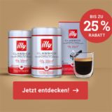 Cafori: 25% Rabatt auf alle Kaffees von illy – z.B. Bohnen, Pulver oder Pads