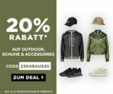 20% Rabatt auf über 3.700 Outdoor-Produkte, Schuhe & Accessoires bei Engelhorn