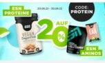 Wieder da: 20% Rabatt auf alle ESN Proteine und ESN Aminosäuren bei Fitmart
