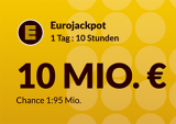Morgen 10 Mio. Jackpot: 2 Felder Eurojackpot für 1€ statt 4,60€ spielen (Lotto24 Neukunden)