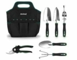 7-teiliges Gartenwerkzeug Set aus Edelstahl mit Gartenschere, Unkrautstecher, Gartenharke und Pflanzschaufeln für 22,99€ statt 39,99€