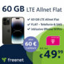 Nur noch heute! freenet Telekom Allnet Flat mit 60 GB für 49,99€ mtl. + iPhone 14 Pro für 34,99€ + 60€ Cashback