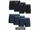 9er Pack JACK & JONES Herren Retro Boxershorts in Dunkelblau oder Schwarz für 35,28€