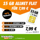 Letzter Tag: klarmobil Allnet Flat (Vodafone-Netz) mit 15 GB Daten für nur 7,99€ mtl.
