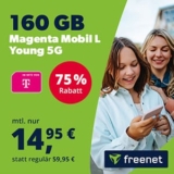 Letzter Tag: freenet Telekom Magenta Mobil Young 5G Allnet-Flat mit 80 GB für mtl. 11,95€ – 160 GB für 14,95€