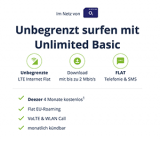 mobilcom-debitel o2 Free unlimited Basic Allnet-Flat mit unbegrenzt Daten für mtl. 14,99€ (monatlich kündbar) + 4 Monate Deezer gratis