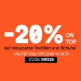 20% Extra Rabatt auf über 13.200 reduzierte Textilien und Schuhe bei SportScheck