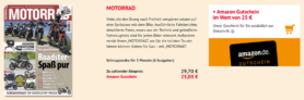 Top! 3 Monate (6 Ausgaben) MOTORRAD für 29,70€ – als Prämie: 25€ Amazon-Gutschein