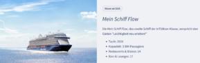Frühbucher-Rabatte sichern! TUI Cruises: Über 20 neue Routen für die Mein Schiff Flow und die Mein Schiff 6 z.B. 7 Nächte schon ab 619€ p.P.