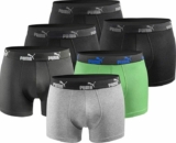 PUMA Herren Boxershorts Black-green-grey-new 6er Pack (S-XXL) für nur 29,99€ (statt 37,99€)