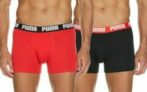 PUMA Herren Basic Boxers Boxer-Shorts (2er Pack) in rot/schwarz für 9,99€