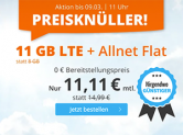 Sim.de LTE Allnet-Flat mit 11 GB Datenvolumen für nur 11,11 Euro monatlich