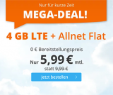 Sim.de LTE Allnet-Flat mit 4 GB Datenvolumen für mtl. 5,99€ – 20 GB für 19,99€