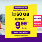 Sim24 Allnet Flat (bis 50 Mbit/s) – z.B. 10 GB Allnet Tarif für nur 3,99€ mtl. oder 60 GB für mtl. 9,99€