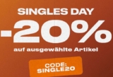 Snipes Single Day mit 20% Extra-Rabatt auf über 2.800 ausgewählte Artikel