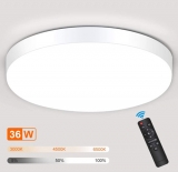 SOLMORE LED dimmbare Deckenleuchte mit Fernbedienung (3 Farbstufen/Helligkeiten, IP54, 3000LM, Ø30cm) für nur 23,67€