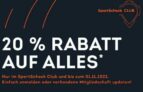 20% Rabatt auf fast alle Artikel für Sportscheck Clubmitglieder