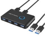ABLEWE 4 Port USB 3.0 Switch für 2 PCs (2x Input, 4x Output) für 15,31€