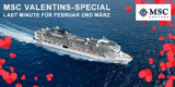 e-hoi: MSC Valentins Special z.B. 8 Tage West-Europa mit Balkon-Kabine ab 499€ p.P.