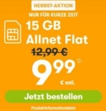 WinSIM Allnet-Flat z.B. mit 15 GB Datenvolumen für 9,99€ mtl. oder 50 GB für 19,99€