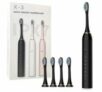 Qhecomce X3 Elektrische USB Schallzahnbürste mit 4 Reinigungsköpfen für 14,49€